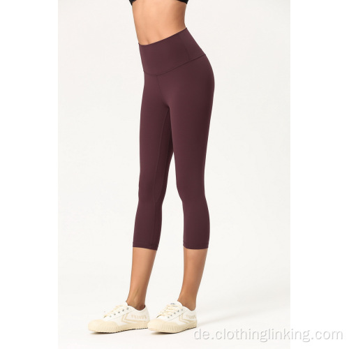 3/4 lange Yogahose mit hoher Taille